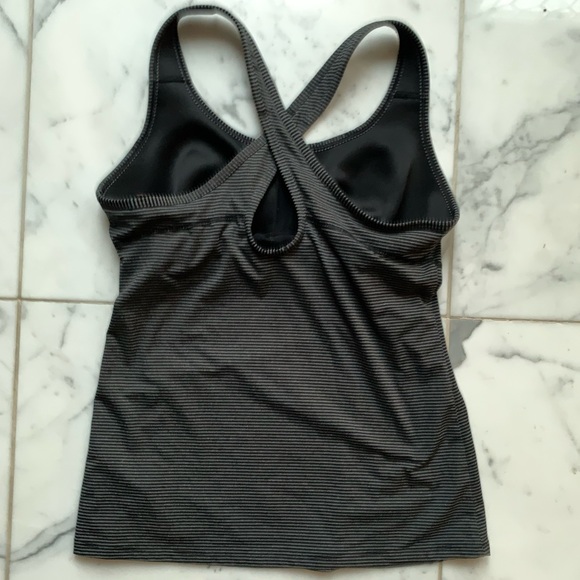 Athleta High Speed Black and Gray Stripe Tank - Picture 3 of 6